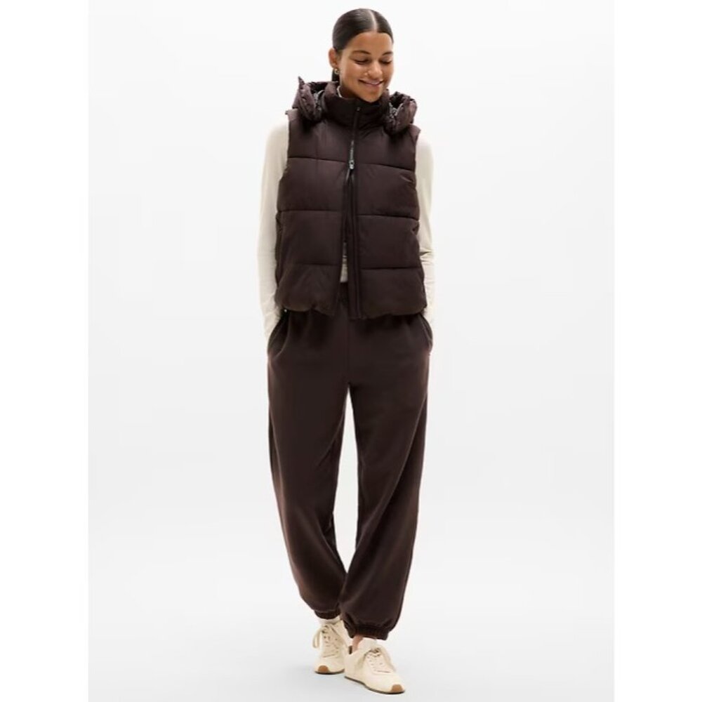 New Athleta M Stratus Puffer Vest Truffle Medium Regular - Picture 6 of 7